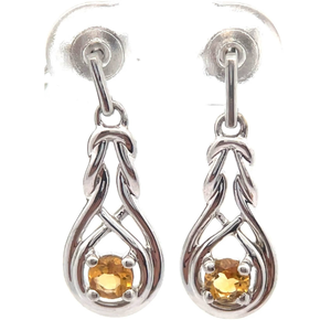 lot 53 image: Citrine Love Knot Infinity Symbol Dangle Earrings Retail $80 VIDEO