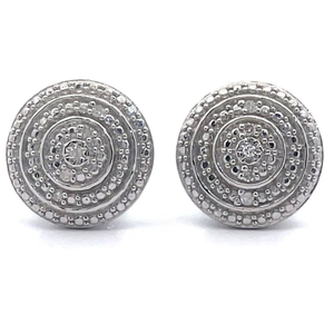 lot 54 image: Natural Diamond Concentric Vintage Style Stud Earrings VIDEO