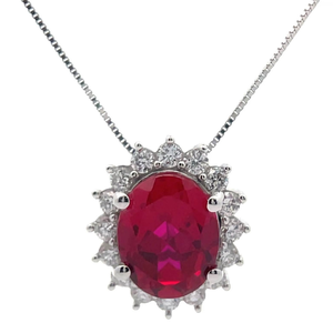 lot 26 image: New 3.01 Carat Ruby and Diamond Necklace in 14k White Gold