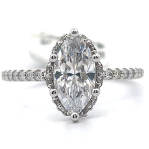 lot 17 image: 0.24 Carat Natural Diamond Marquise Hidden Halo Ring in 14k White Gold Retail $1,425 VIDEO