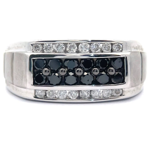 lot 41 image: Mens 1 Carat Fancy Black & White Natural Diamond PavTextured Ring Retail $845 VIDEO