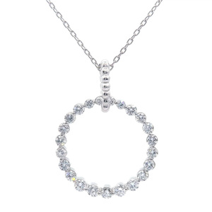 lot 45 image: 1.14 Carat Diamond Double Endless Eternity Circle Drop Pendant Necklace Retail $495 VIDEO