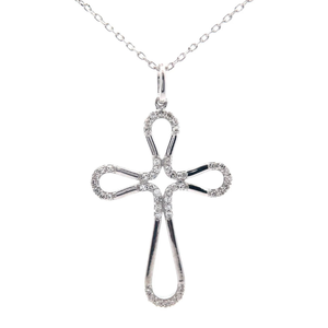 lot 50 image: 0.25 Carat Diamond Celtic Cross Pendant Necklace Retail $245 VIDEO