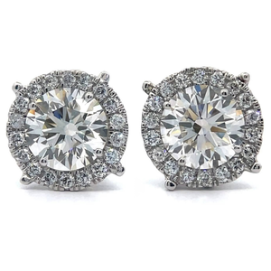 lot 6 image: NEW 4.75 Carat Diamond Halo PavStud Earrings in Platinum Retail $3,995 VIDEO