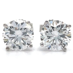 lot 16 image: 2 Carat Diamond Solitaire Stud Earrings in 14k White Gold w Report VIDEO