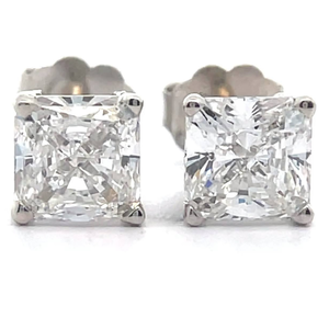 lot 21 image: 2.06 Carat Diamond Princess Solitaire Stud Earrings in 14k White Gold w Report VIDEO