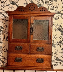 lot 8D image: K - Antique Edwardian Wooden Tobacco Wall Cabinet