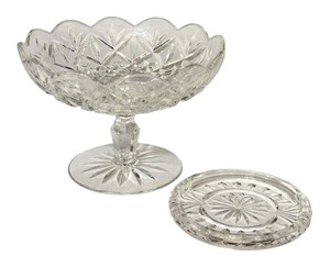 lot 25D image: K - Waterford Crystal Compote 6 Inch and 4.5 Inch Wine Coaster Set
