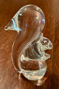 lot 32D image: LR - Vintage Steuben Crystal Squirrel Figurine