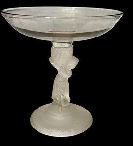 lot 32DD image: LR - Antique Gillinder and Sons Westward Ho Frosted Glass Compote
