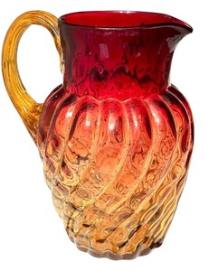 lot 34D image: LR - Antique Amberina Hand Blown Glass Pitcher