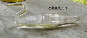 lot 42D image: LR - Vintage Steuben Signed Crystal Heron Figure