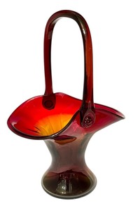 lot 46D image: K - Antique Amberina Art Glass Basket