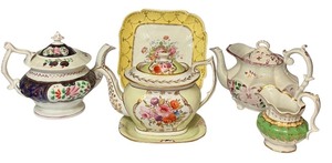 lot 49D image: K - Vintage English Porcelain Tea Set with Hand-Painted Floral Designs