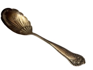 lot 50D image: K - Antique Gorham Sterling Silver Sugar Spoon with Floral Handle