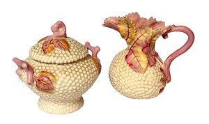 lot 60D image: LR - Antique Amphora Cream and Sugar Set Riessner Stellmacher Kessel Art Nouveau Porcelain