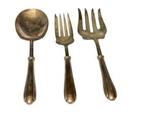 lot 61D image: K - Set of 3 Vintage Sterling Silver Handle Serving Utensils Including Meat Fork