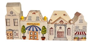 lot 74D image: K - Set of 4 Vintage 70s Italian Village Canisters by Meiselman Imports Made in Italy
