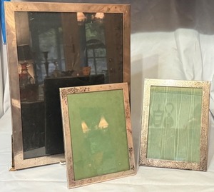 lot 77D image: LR - Set of 3 Vintage Picture Frames Including Sterling Silver