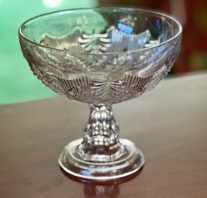 lot 92D image: LR - Antique Inverted Fern Pattern Glass Compote, 1860s