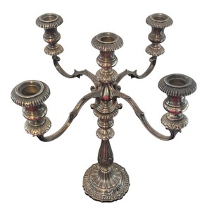 MB - Vintage Fisher Sterling Silver Weighted 5-Arm Candelabra Victoria Pattern