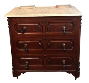 lot 13R image: BR - Victorian Eastlake-Style Marble Top Washstand Commode