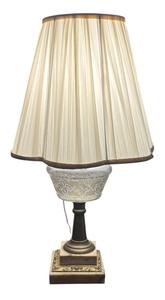 lot 41R image: MB - Vintage Table Lamp with Etched Glass and Marble Base