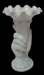 lot 69R image: MB - Vintage Milk Glass Hand Vase