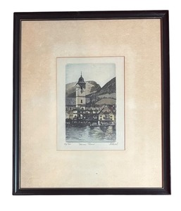 lot 73R image: MB - Hans Figura Aquatint Etching Print St. Wolfgang Austria
