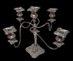 lot 92R image: MB - Vintage Silver Plated 5-Arm Candelabra with Ornate Detailing