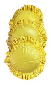 lot 182R image: MB - Set of 3 Yellow Round Ruffled Accent Pillows