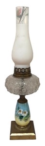 lot 191R image: MB - Vintage Hand-Painted Glass Table Lamp with Floral Design