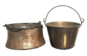 lot 230R image: MB - Pair of Vintage Copper Buckets with Handles