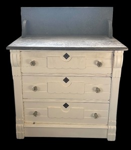 lot 245R image: BR - Vintage Marble Top Dresser