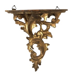 lot 251R image: BR - Vintage Ornate Gold Wall Shelf