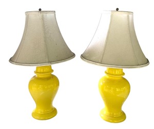 lot 259R image: P - Pair of Vintage Yellow Table Lamps