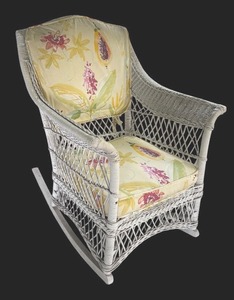 lot 262R image: P - Vintage White Wicker Rocking Chair