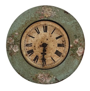 lot 266R image: P - Vintage Floral Metal Wall Clock