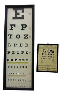 lot 267R image: P - Set of 2 Vintage Eye Charts Including Framed Optometry Chart