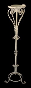 lot 270R image: P - Vintage White Wrought Iron Planter Stand
