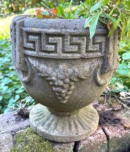 lot 294R image: O - Decorative Cement Planter Pot with Greek Key Design