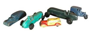 lot 322R image: FR - Lot of 5 Vintage Metal and Rubber Toy Cars Assorted Styles