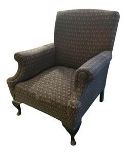 lot 337R image: FR - Vintage Upholstered Armchair with Patterned Fabric
