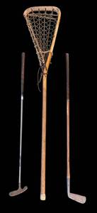 lot 345R image: FR - Vintage Golf Clubs and LaCrosse Net
