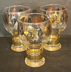 lot 434R image: FR - Set of 3 Vintage Federal Glass Bubble Pilsner Glasses