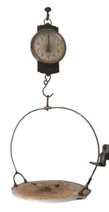 lot 436R image: K - Vintage Hanging Scale with Metal Dial and Bowl