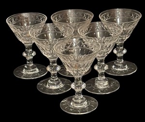 lot 484R image: FR - Set of 6 Hawkes Birr Crystal Stemware Glasses