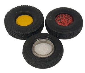 lot 489R image: LL - Set of 3 Vintage Tire Ashtrays Goodyear, Firestone and BFGoodrich