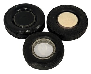 lot 546R image: LL - Set of 3 Vintage Tire Ashtrays - General and Armstrong