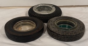lot 559R image: LL - Set of 3 Vintage Tire Ashtrays Including Kelly, Super Chief and More